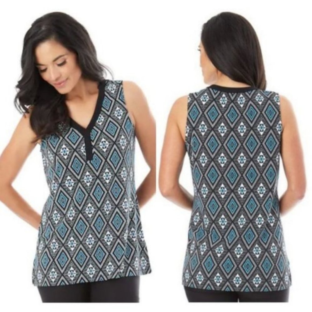 AB Studio Printed Mandarin Tank Top sz Small NWOT